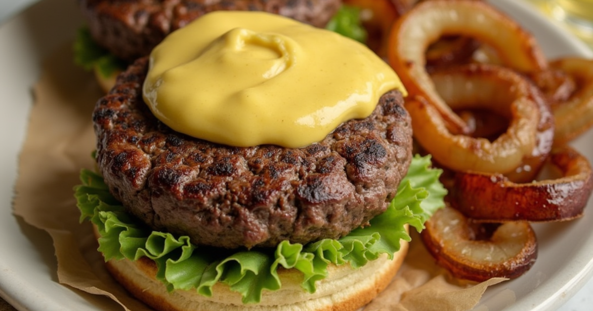 Beef Burgers with Mayo, and Fried Onions