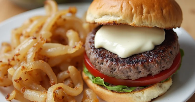 The perfect Beef Burgers with Mayo, and Fried Onions recipe